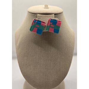 Vintage-Inspired Chunky Resin Square Earrings
